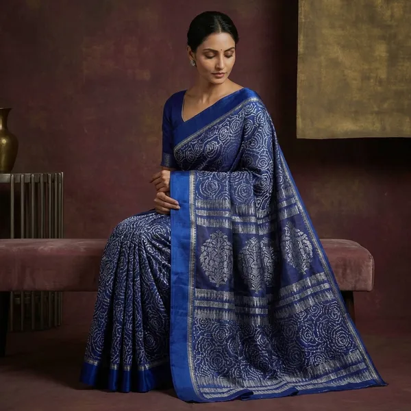 Designer_Satin_Border_Soft_Kota_Doria_Digital_Printed_Saree_In_Dark_Blue_And_Off_White