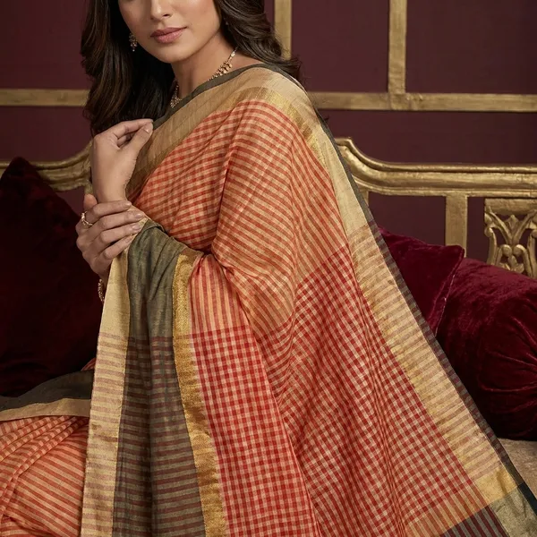 Maheshwari_Cotton_Silk_Saree_In_Parmesan_Red_And_Charcoal_Black