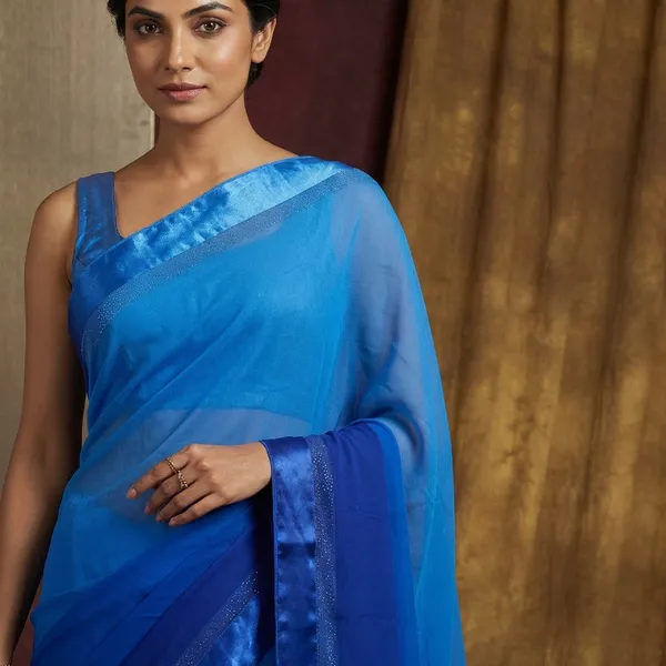 Designer_Dual_Shaded_Georgette_Saree_In_Blue_And_Silver_Zari_Work