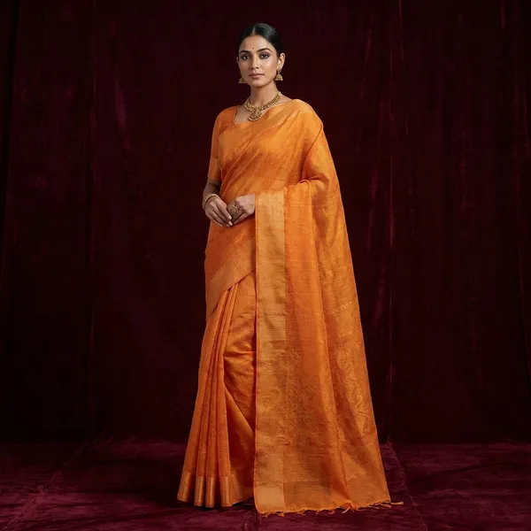 Self_Woven_Nakshi_Work_Cotton_Muslin_Jamdani_Saree_In_Golden_Amber