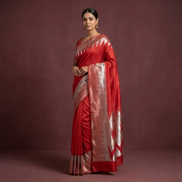 Blended_Cotton_Silk_Kanjivaram_Saree_In_Red_And_Antique_Gold