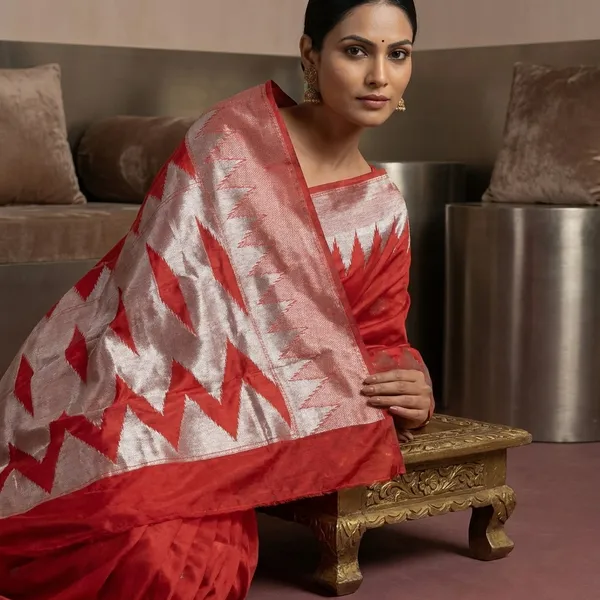 Blended_Cotton_Silk_Kanjivaram_Saree_In_Red_And_Antique_Gold