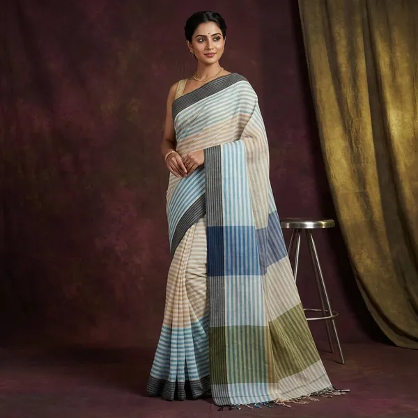 Soft_Cotton_Saree_In_Woven_Pastel_Color_Stripes_On_Off_White
