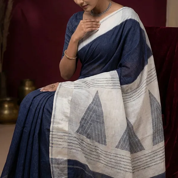 Mahapar_Bengal_Handloom_Cotton_Saree_In_Off_White_And_Black