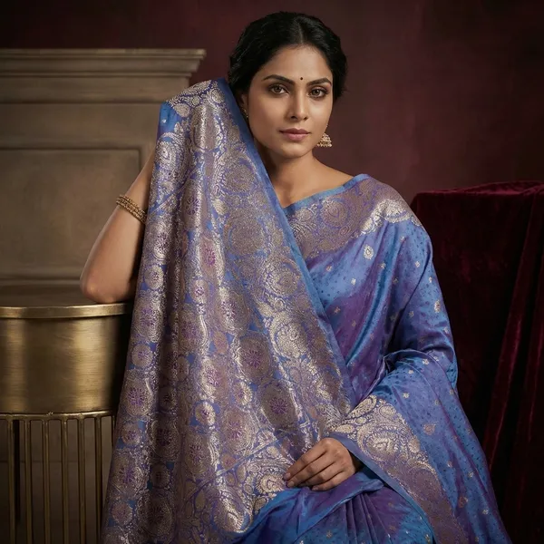 Jamawar_Satin_Tan_Chui_Katan_Silk_Saree_In_Dusky_Blue_And_Palatinate_Purple