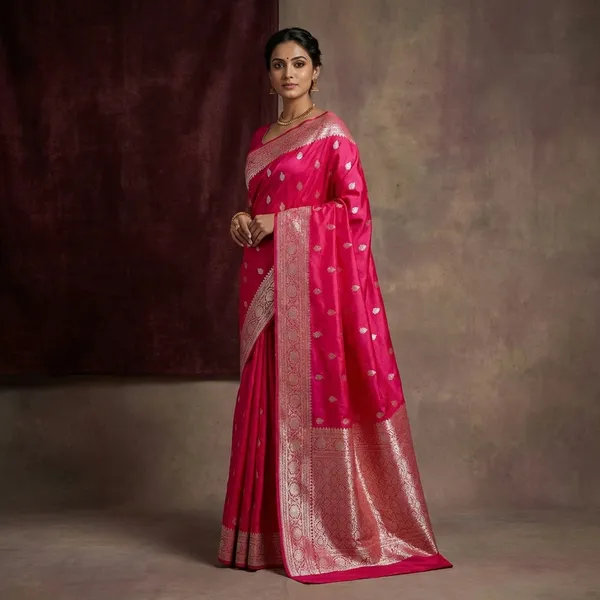 Jamawar_Satin_Tan_Chui_Katan_Silk_Saree_In_Cerise_Pink_And_Red
