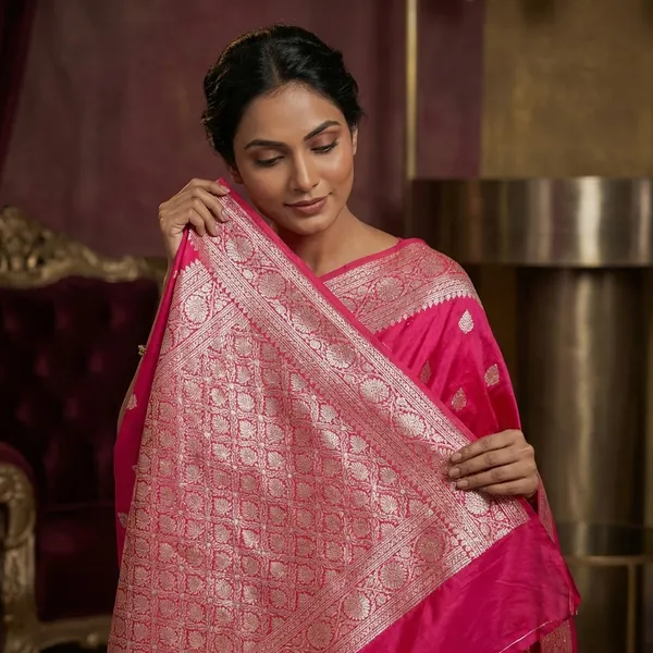 Jamawar_Satin_Tan_Chui_Katan_Silk_Saree_In_Cerise_Pink_And_Red