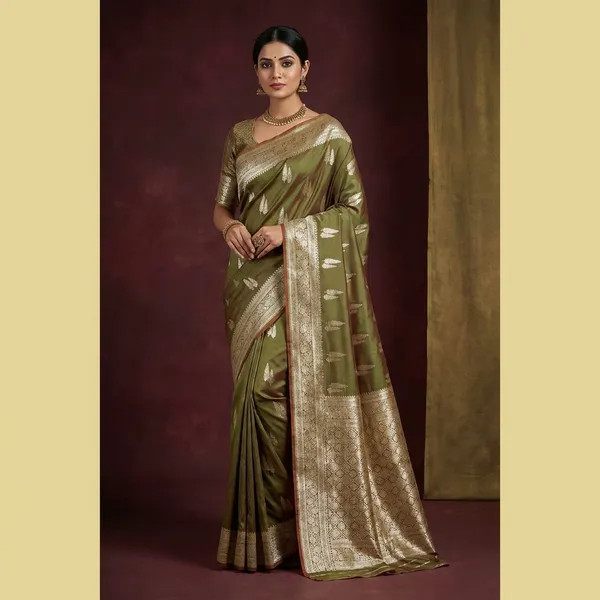 Traditional_Woven_Teifi_Tree_Butta_Katan_Silk_Saree_In_Rifle_Green_And_Antique_Golden