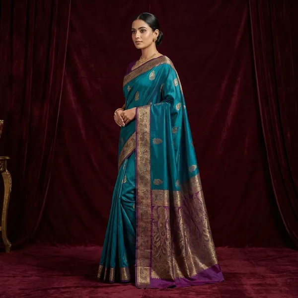 Pashmina_Thread_Work_Gadwal_Silk_Saree_In_Palatinate_Purple_And_Venice_Blue