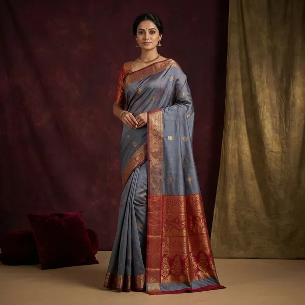Pashmina_Thread_Work_Gadwal_Silk_Saree_In_Oslo_Grey_And_Terracotta_Red
