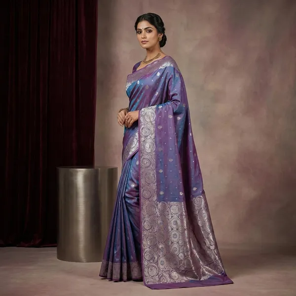 Jamawar_Satin_Tan_Chui_Katan_Silk_Saree_In_Purple_And_Deep_Sea_Green