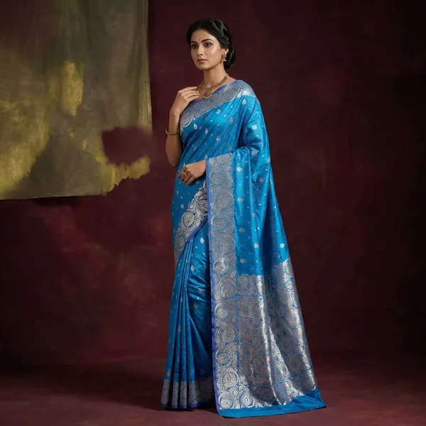 Jamawar_Satin_Tan_Chui_Katan_Silk_Saree_In_Venice_Blue_And_Deep_Sea_Green