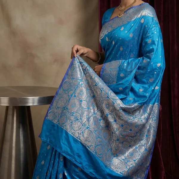 Jamawar_Satin_Tan_Chui_Katan_Silk_Saree_In_Venice_Blue_And_Deep_Sea_Green