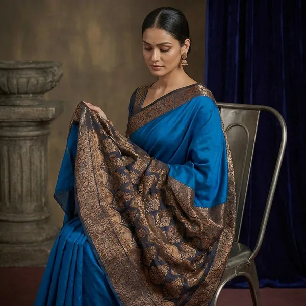Pashmina_Thread_Work_Gadwal_Silk_Saree_In_Blue_Black_And_Beige