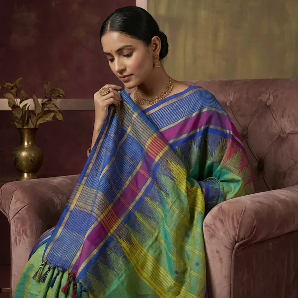Traditional_Premium_Quality_Hand_Woven_Step_Temple_Ganga_Jamuna_Border_South_Cotton_Gadwal_Saree_In_Aqua_Green_Maroon_And_Royal_Azure_Blue