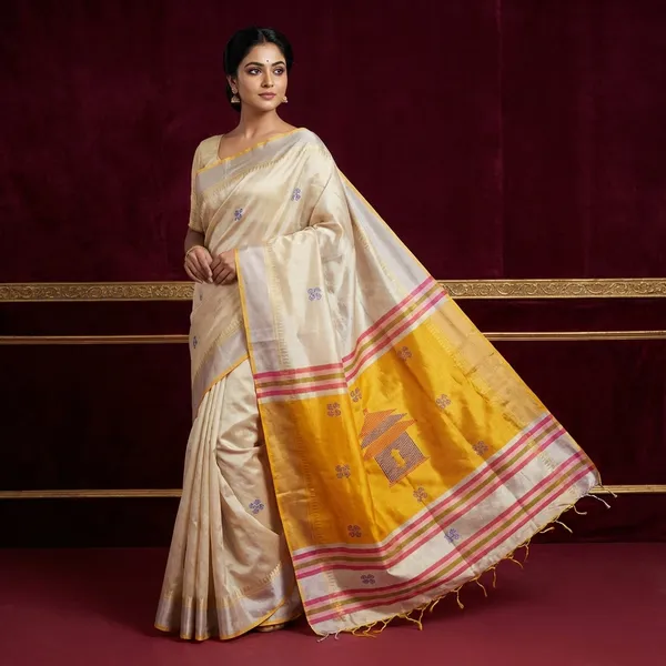 Hand_Woven_Bishnupuri_Kalakshetra_Katan_Silk_Saree_In_Platinum_White_Navy_Blue_Red_And_Honey_Yellow