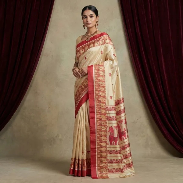 Traditional_Bishnupuri_Pure_Garad_Silk_Saree_With_Meenakari_Nakshi_Motif_Work_In_Parmesan_Rust_Red_And_Dark_Brown