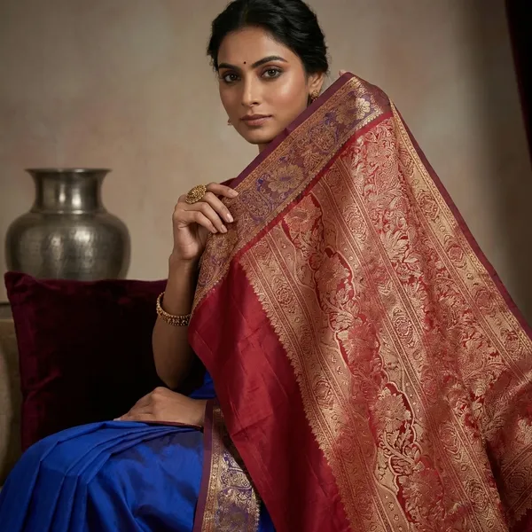 Pashmina_Thread_Work_Gadwal_Silk_Saree_In_Royal_Blue_Bright_Maroon_And_Beige