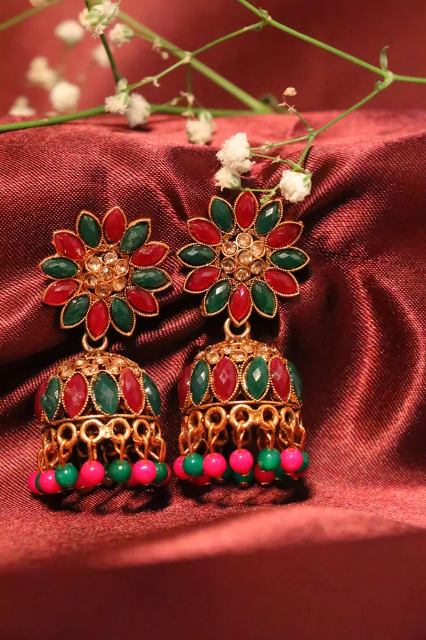 Multicolour_Alloy_Jhumka_Earrings_For_Women
