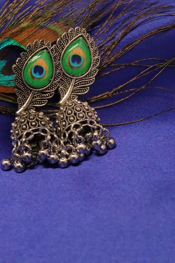 Green_And_Golden_Alloy_Drop_Earrings_For_Women