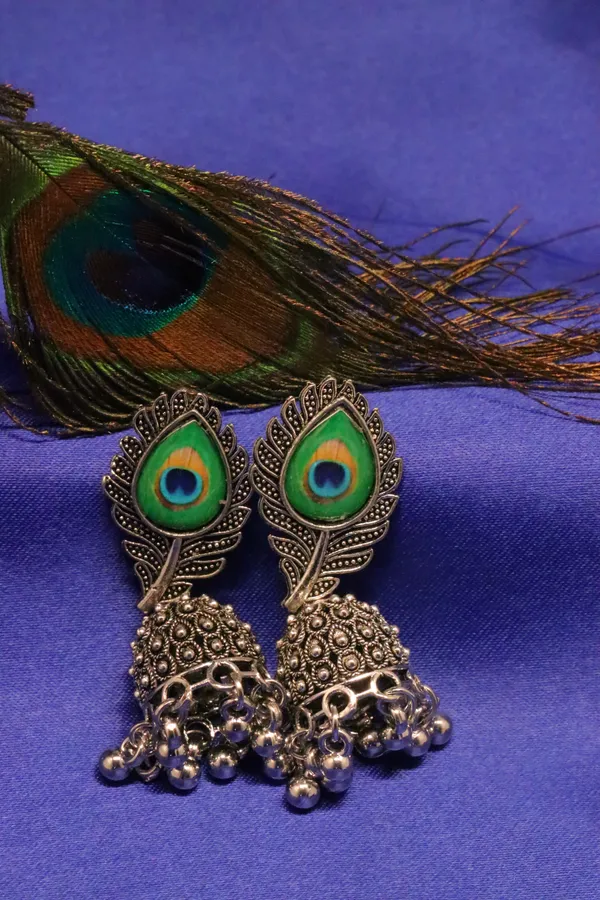 Green_And_Golden_Alloy_Drop_Earrings_For_Women