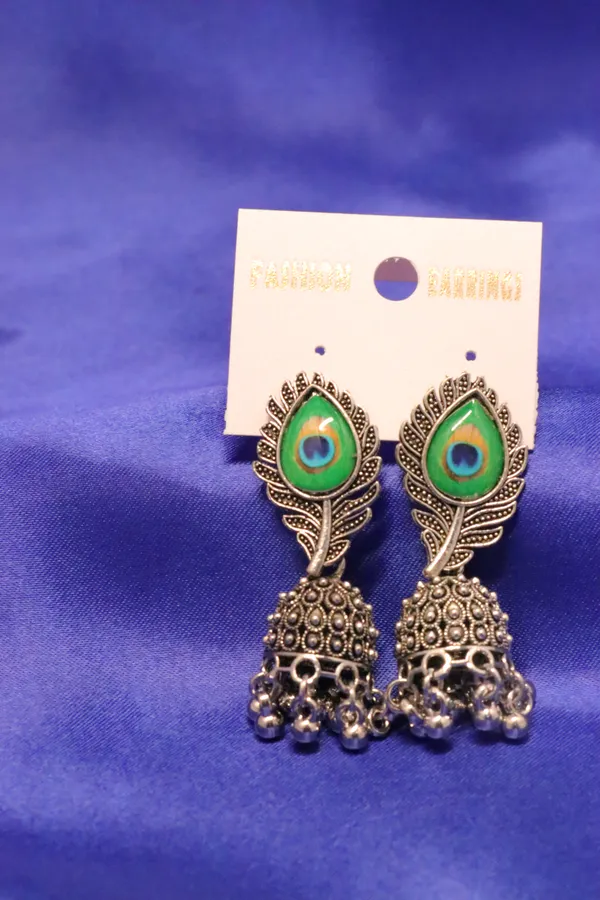 Green_And_Golden_Alloy_Drop_Earrings_For_Women