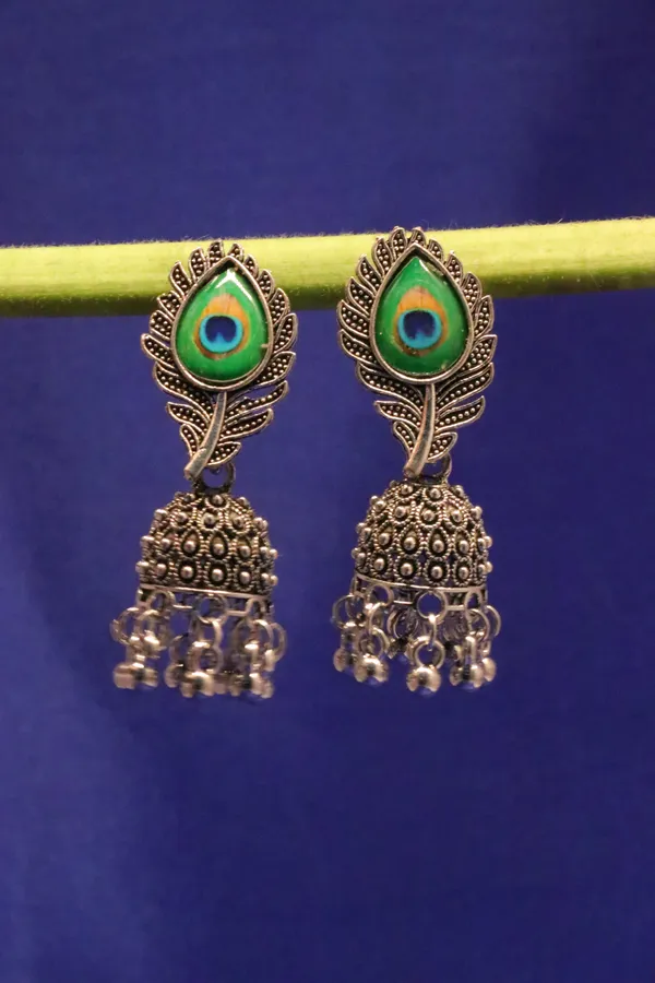 Green_And_Golden_Alloy_Drop_Earrings_For_Women