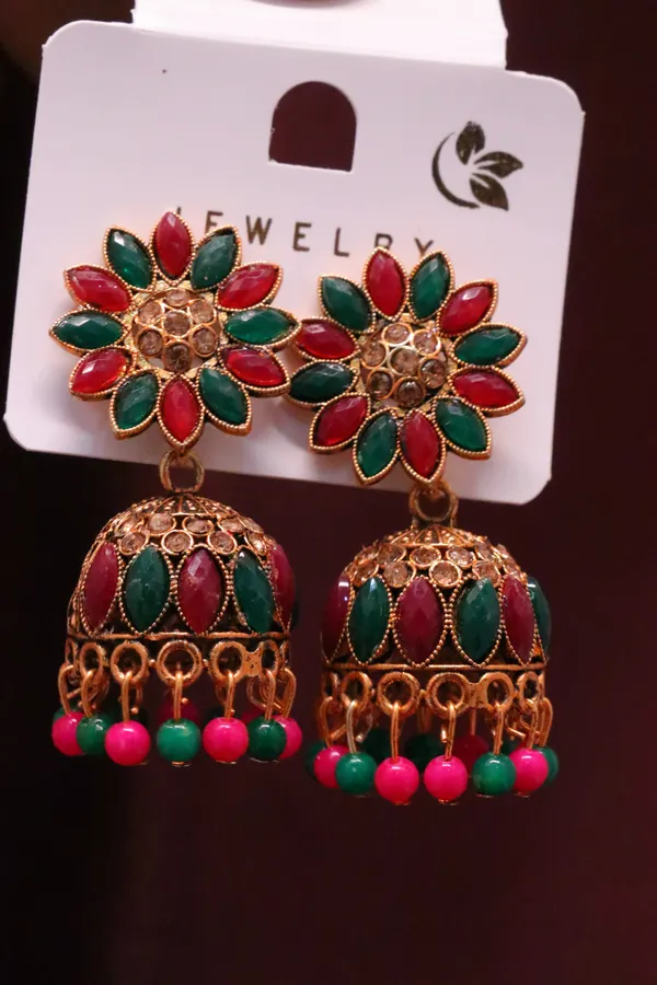 Multicolour_Alloy_Jhumka_Earrings_For_Women
