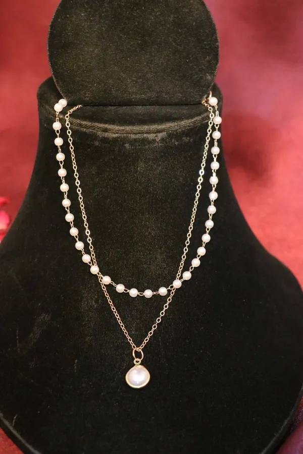 White_Alloy_Layered_Necklace_For_Women