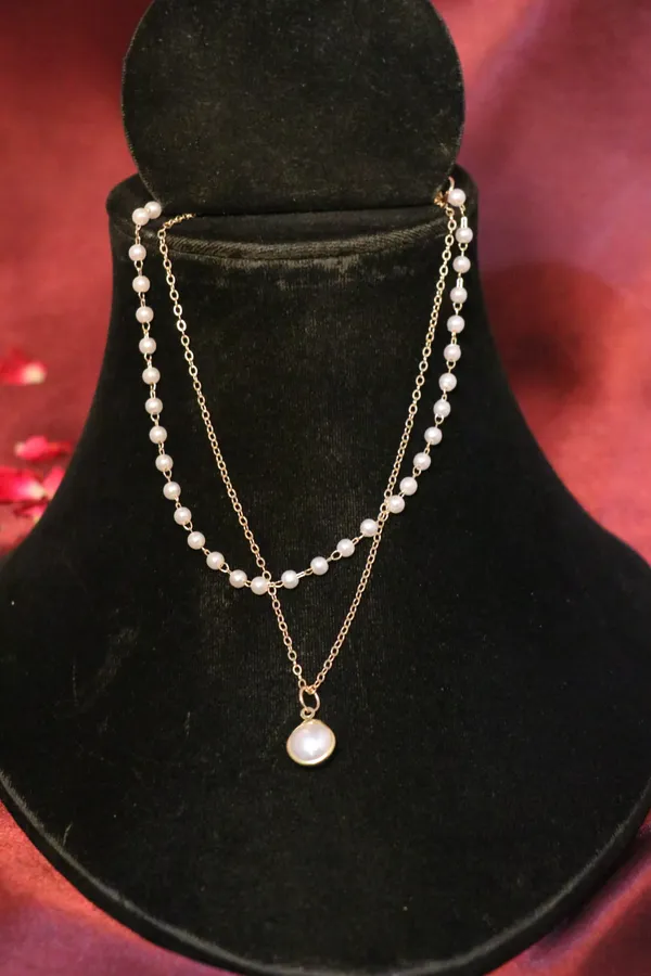 White_Alloy_Layered_Necklace_For_Women
