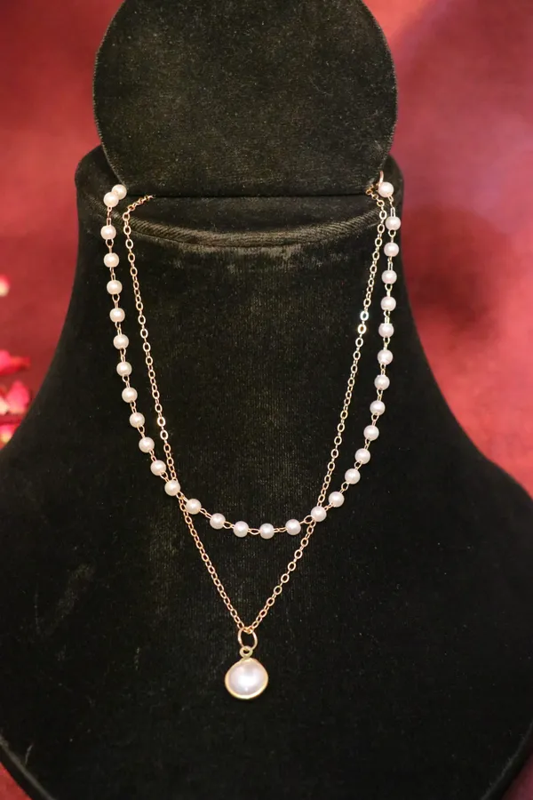 White_Alloy_Layered_Necklace_For_Women