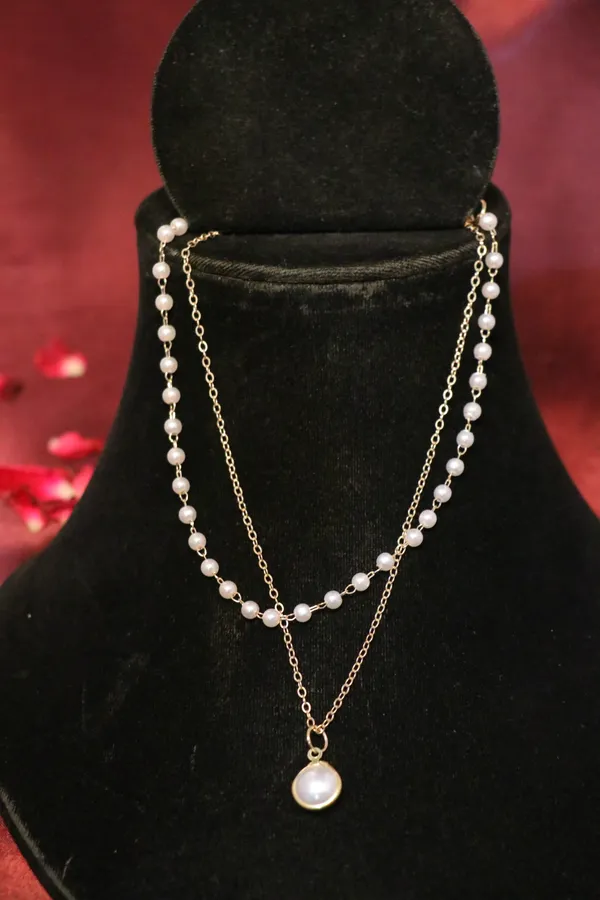 White_Alloy_Layered_Necklace_For_Women
