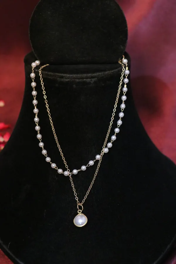 White_Alloy_Layered_Necklace_For_Women