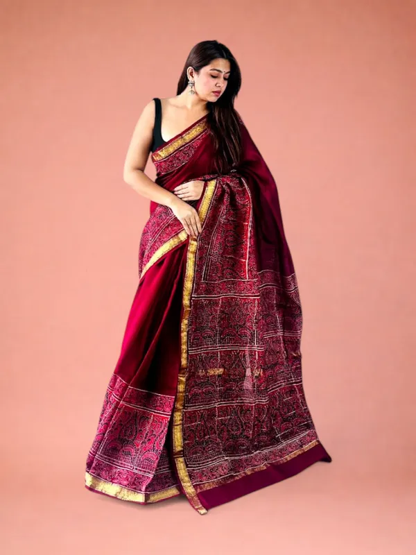 Premium_Hand_Block_Printed_Maheshwari_Silk_Saree_in_Deep_Kumkum_1058