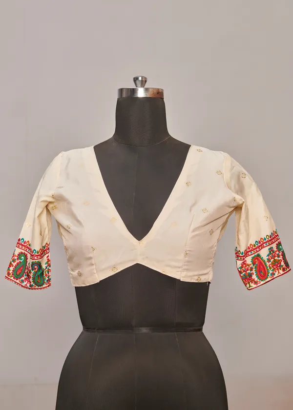 White_And_Orange_Tussar_Silk_Floral_Print_Printed_Self_Design_Saree_For_Women
