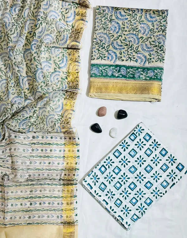 Refreshing_Floral_&_Geometric_Hand-Block_Printed_White_Maheshwari_Silk_Unstitched_Suit