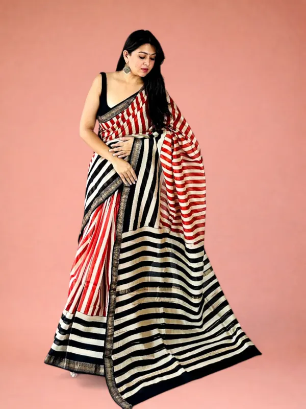 Tri-Rang_Rekha_Striped_Hand_Block_Printed_Maheshwari_Silk_Saree_-_1089