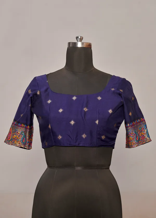 Blue_Tussar_Silk_Floral_Print_Printed_Self_Design_Saree_For_Women