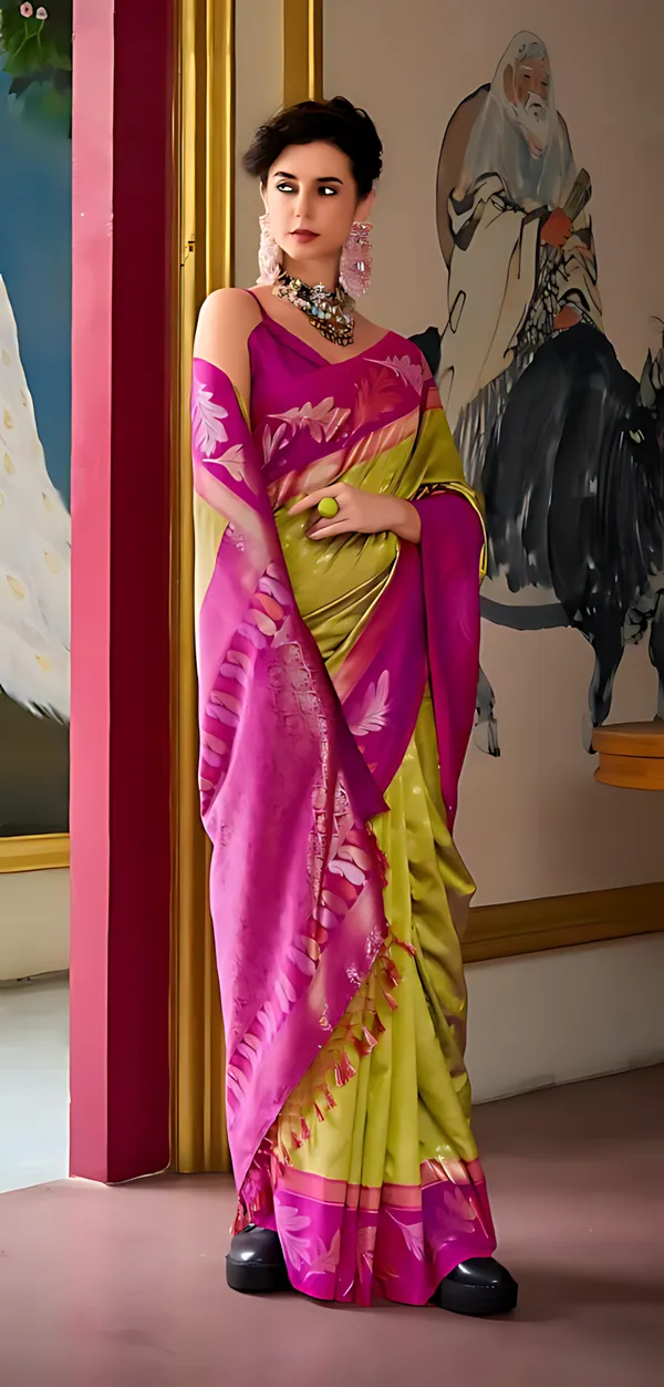 Magenta_And_Green_Banarasi_Woven_Design_Saree_For_Women