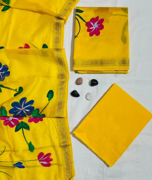 Vibrant_Floral_Print_Haldi_Yellow_Maheshwari_Silk_Unstitched_Suit