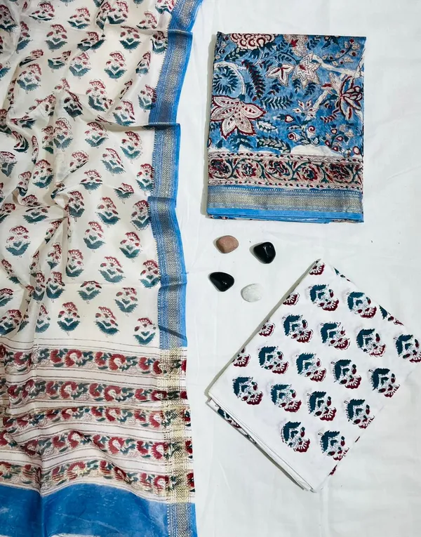 Traditional_Floral_&_Paisley_Block_Printed_Ivory_&_Blue_Maheshwari_Silk_Unstitched_Suit