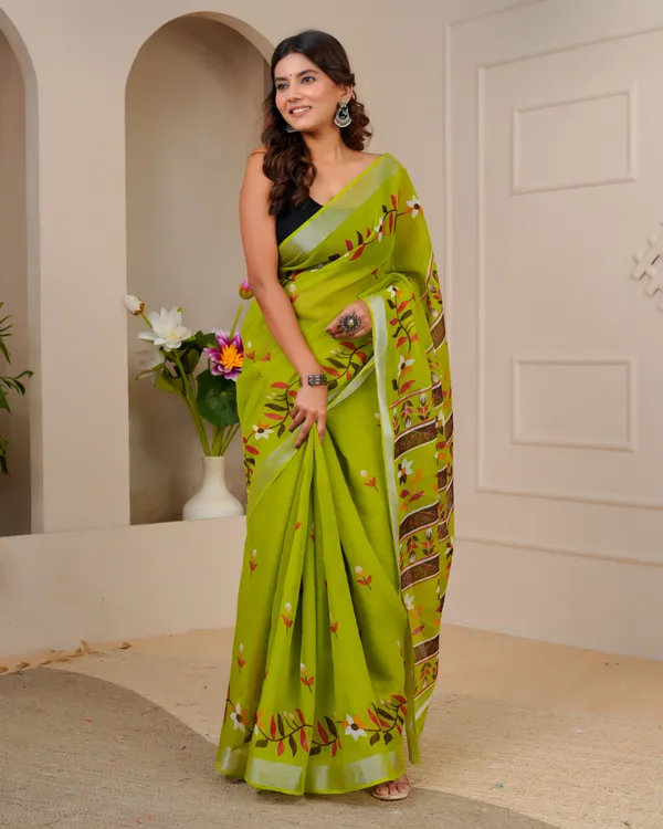 Women's_Linen_Silk_Floral_Embroidered_Saree_with_Silver_Zari_Border_(Mehendi_Green)
