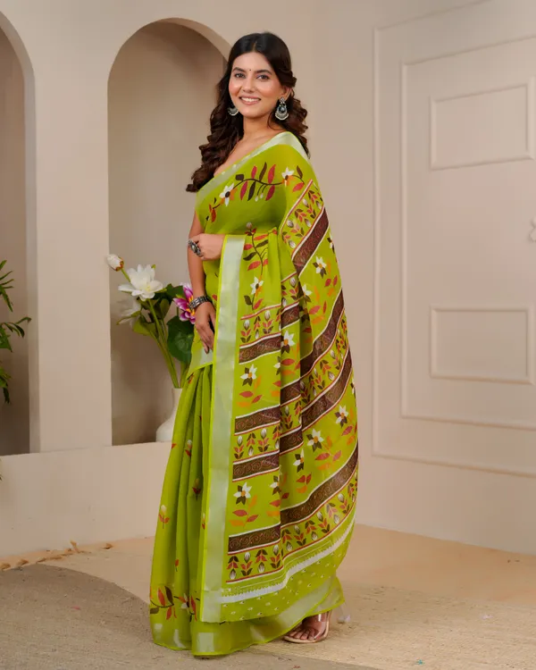 Women's_Linen_Silk_Floral_Embroidered_Saree_with_Silver_Zari_Border_(Mehendi_Green)