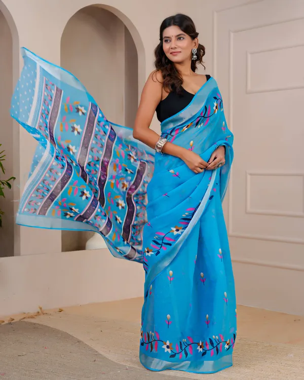 Women's_Linen_Silk_Floral_Embroidered_Saree_with_Silver_Zari_Border_(Sky_Blue)