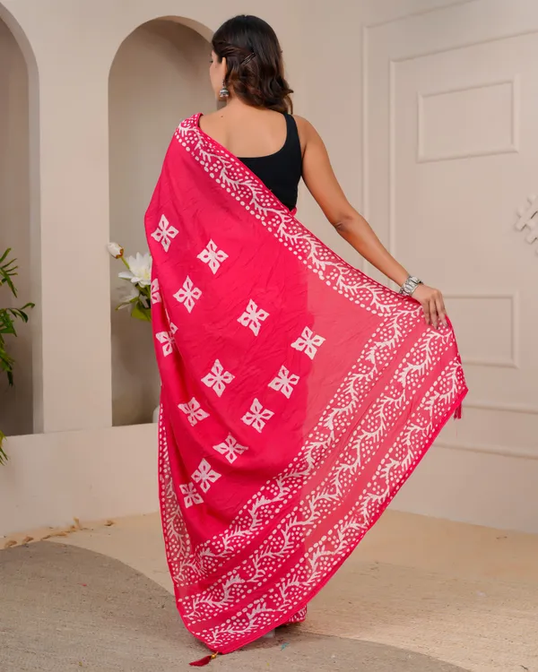 Women's_Batik_Printed_Mulmul_Cotton_Silk_Saree_with_Contrast_Border_(Rani_Pink)