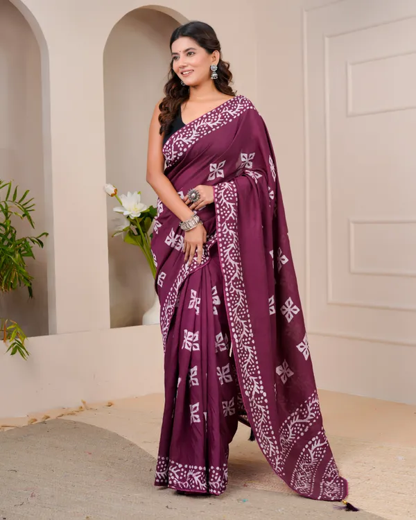 Women's_Batik_Printed_Mulmul_Cotton_Silk_Saree_with_Contrast_Border_(Wine)