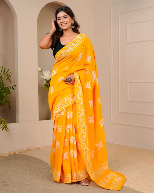 Women's_Batik_Printed_Mulmul_Cotton_Silk_Saree_with_Contrast_Border_(Yellow)