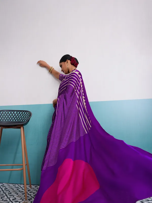 Purple_And_Pink_Art_Silk_Striped_Geometric_Print_Temple_Border_Polka_Print_Saree_For_Women