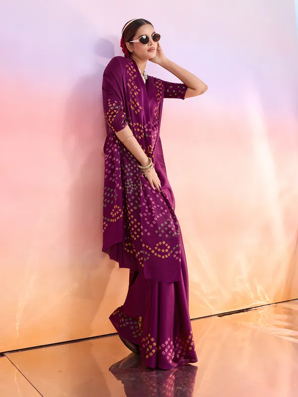 Pink_And_Yellow_Art_Silk_Solid/Plain_Tie-Dye_Geometric_Print_Saree_For_Women