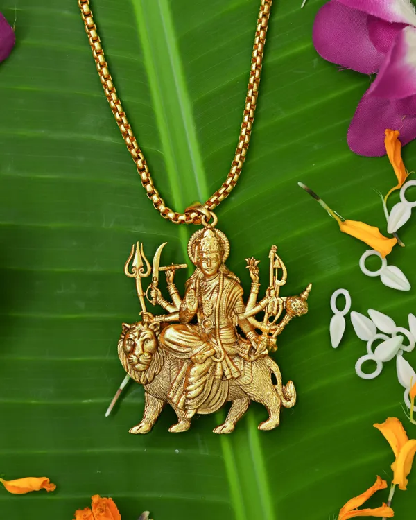 The_Divine_Shakti_Gold-Plated_Maa_Durga_/_Sherawali_Mata_Pendant_&_Chain